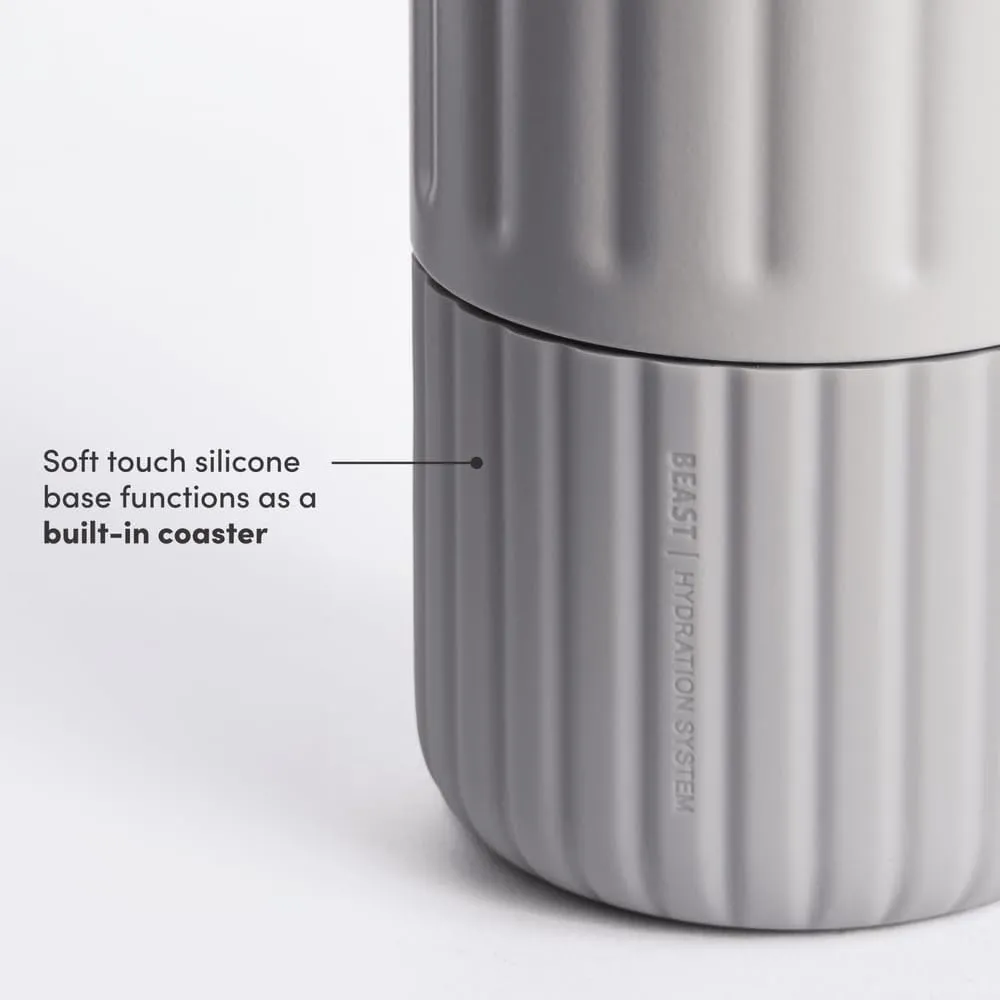 BEAST Health® Stainless Steel Water Bottle, 22 oz, Insulated Stainless Steel, Leak-Proof, Reusable Straw System, Portable Carry Cap, BPA-Free, Dishwasher Safe (Pebble Grey)