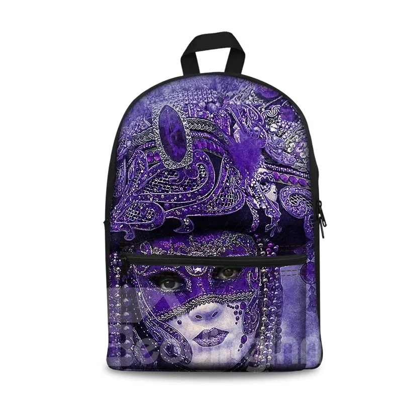 Beauty with Purple Shield Pattern Washable Lightweight 3D Printed Backpacks