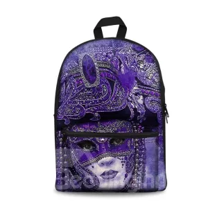 Beauty with Purple Shield Pattern Washable Lightweight 3D Printed Backpacks