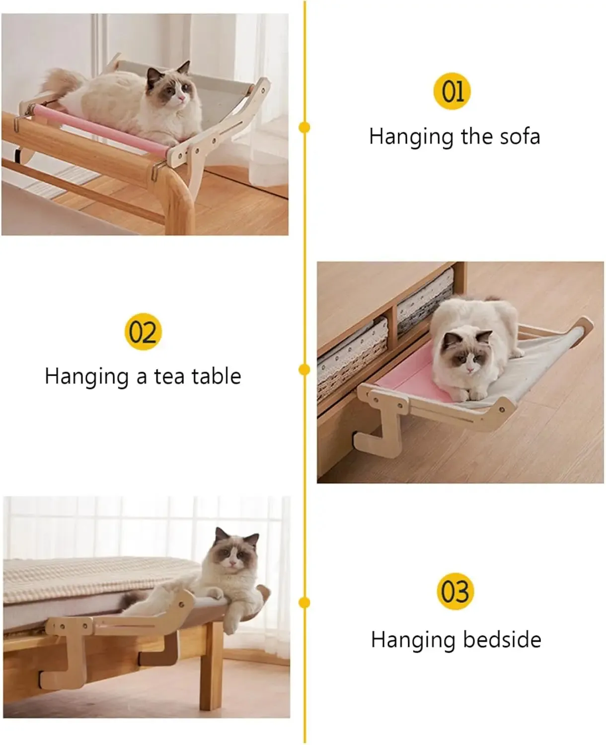Bedside Bed Pet Nest Window Hanging Cat Bed Portable Removable Balcony Cat Window Hammock Hammock Hanging Cat Bed Cats Pet Nest