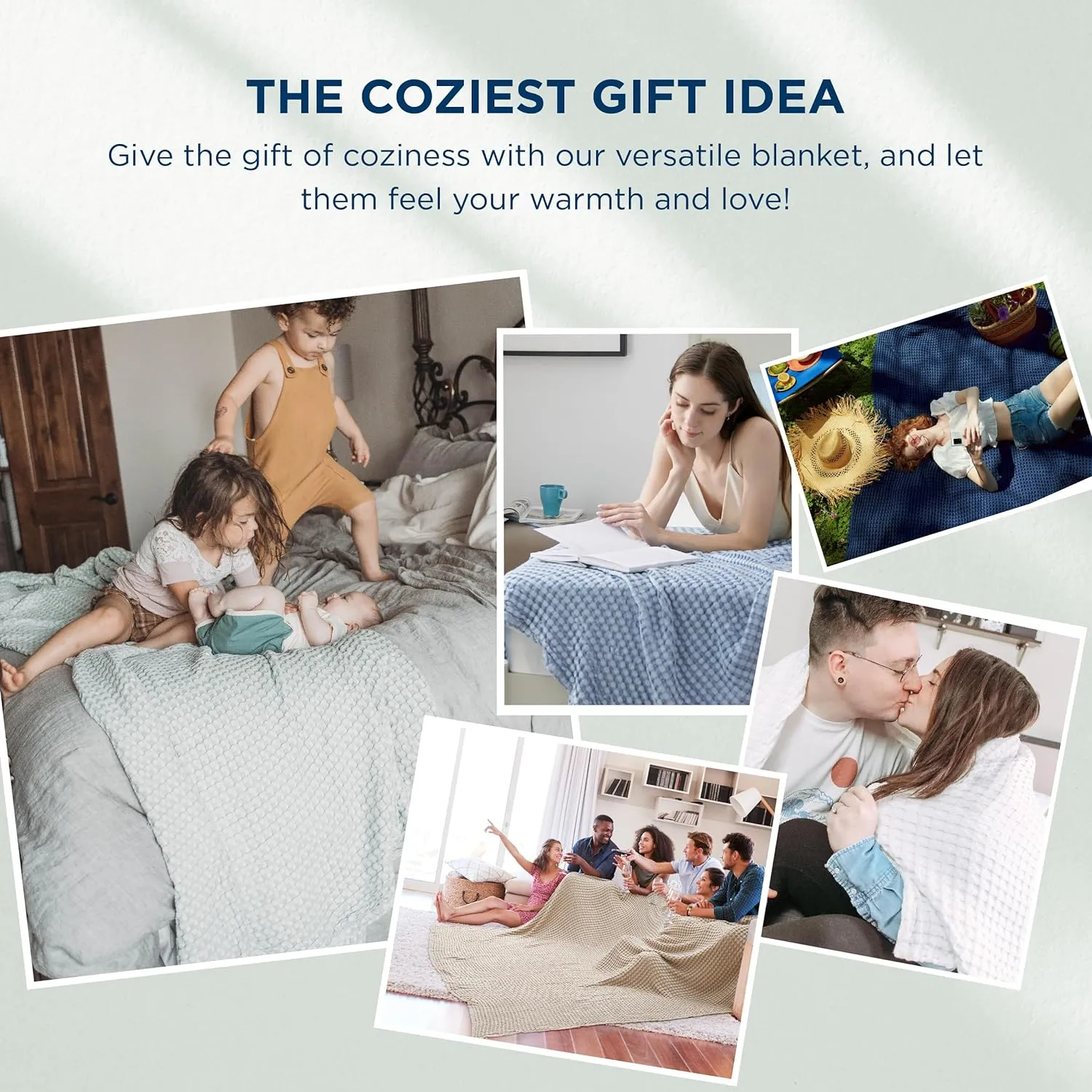 Bedsure Cooling Cotton Waffle Queen Size Blanket - Lightweight Breathable Summer Blanket of Rayon Derived from Bamboo for Hot Sleepers, Luxury Throws for Bed, Couch and Sofa, Ivory, 90x90 Inches