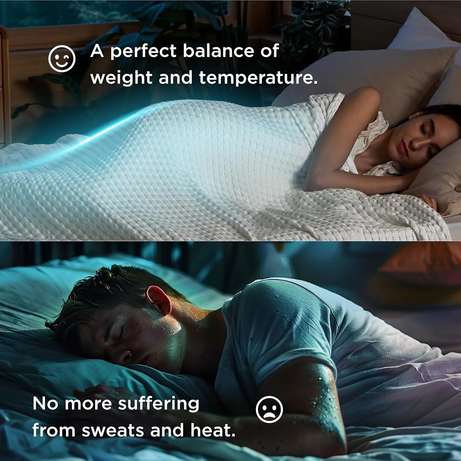 Bedsure Cooling Cotton Waffle Queen Size Blanket - Lightweight Breathable Summer Blanket of Rayon Derived from Bamboo for Hot Sleepers, Luxury Throws for Bed, Couch and Sofa, Ivory, 90x90 Inches