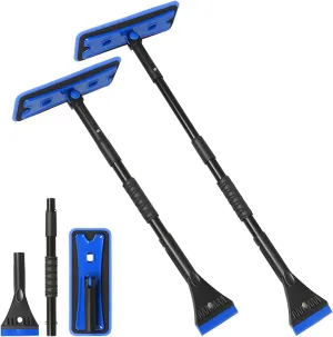 BELOMI 36" Car 3-in-1 Snow Brush, Detachable & Extendable Ice Scraper with Wide Foam Head & Ergonomic Grip, Lightweight Aluminum Snow Removal Tools Windshield & Paint Safe Shovel for Vehicle (Blue)