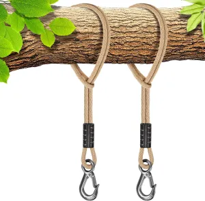 BeneLabel 2 Pcs Tree Swing Rope, 19 inch, Hammock Tree Swing Hanging Strap, Heavy Duty Hook, for Indoor Outdoor Swing Hammock Playground Set Accessories,Raw White