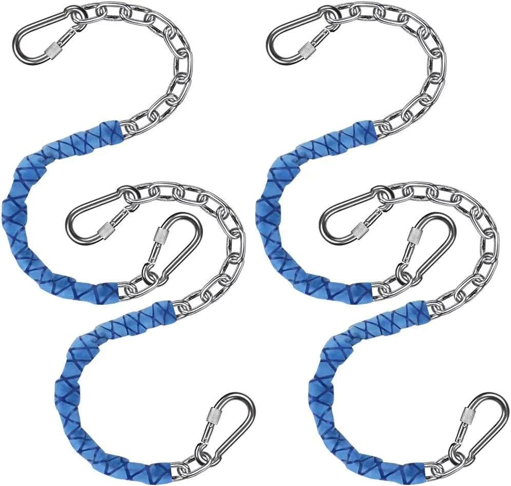 BeneLabel 4-Pack 85" Stainless Steel Swing Chains with Handle Grip Sleeve and Quick Connect Buckles, Heavy Duty Hanging Kit for Hammock Chairs, Porch Swings, Punching Bags, and More, 1000 lbs Capacity