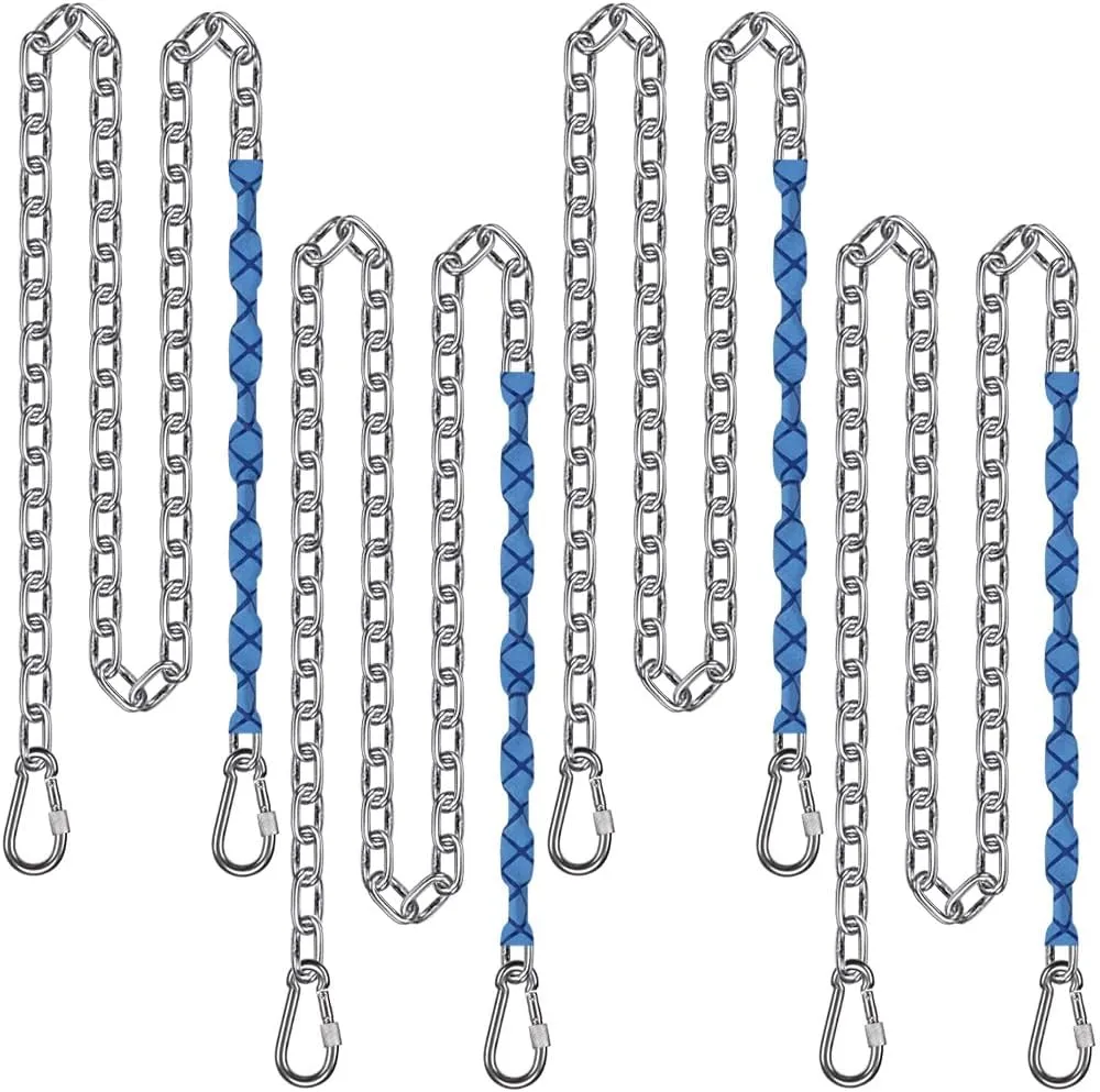 BeneLabel 4-Pack 85" Stainless Steel Swing Chains with Handle Grip Sleeve and Quick Connect Buckles, Heavy Duty Hanging Kit for Hammock Chairs, Porch Swings, Punching Bags, and More, 1000 lbs Capacity
