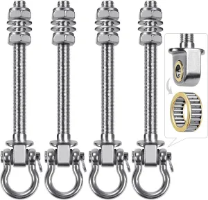 BeneLabel Heavy Duty Swing Hangers with Bearings - Set of 4 Stainless Steel 304 Hardware for Wood & Metal Beams - Ideal for Hanging Hammocks, Yoga Swings, Porch Swing - 1500LB Capacity - 7" x M2/5"