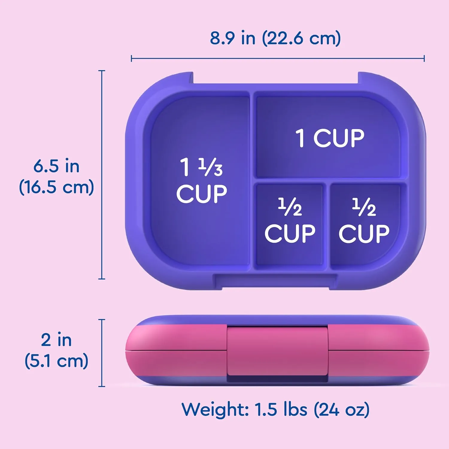 Bentgo Chill Kids Leak-Proof Lunch Box - 4-Compartment Bento Box with Built-In Ice Pack, 3.3 Cup Capacity, PFAS & BPA-Free, Microwave & Dishwasher Safe, Ideal Size for Ages 3 to 7 (Electric Violet)