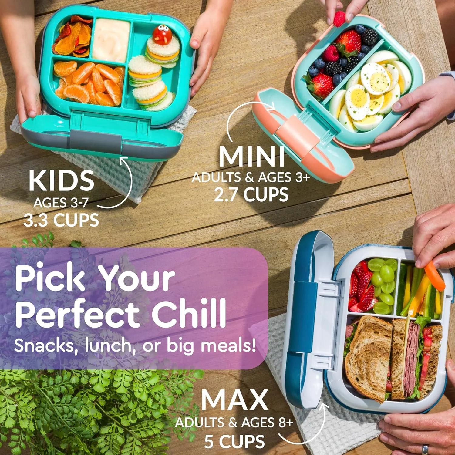 Bentgo Chill Kids Leak-Proof Lunch Box - 4-Compartment Bento Box with Built-In Ice Pack, 3.3 Cup Capacity, PFAS & BPA-Free, Microwave & Dishwasher Safe, Ideal Size for Ages 3 to 7 (Electric Violet)