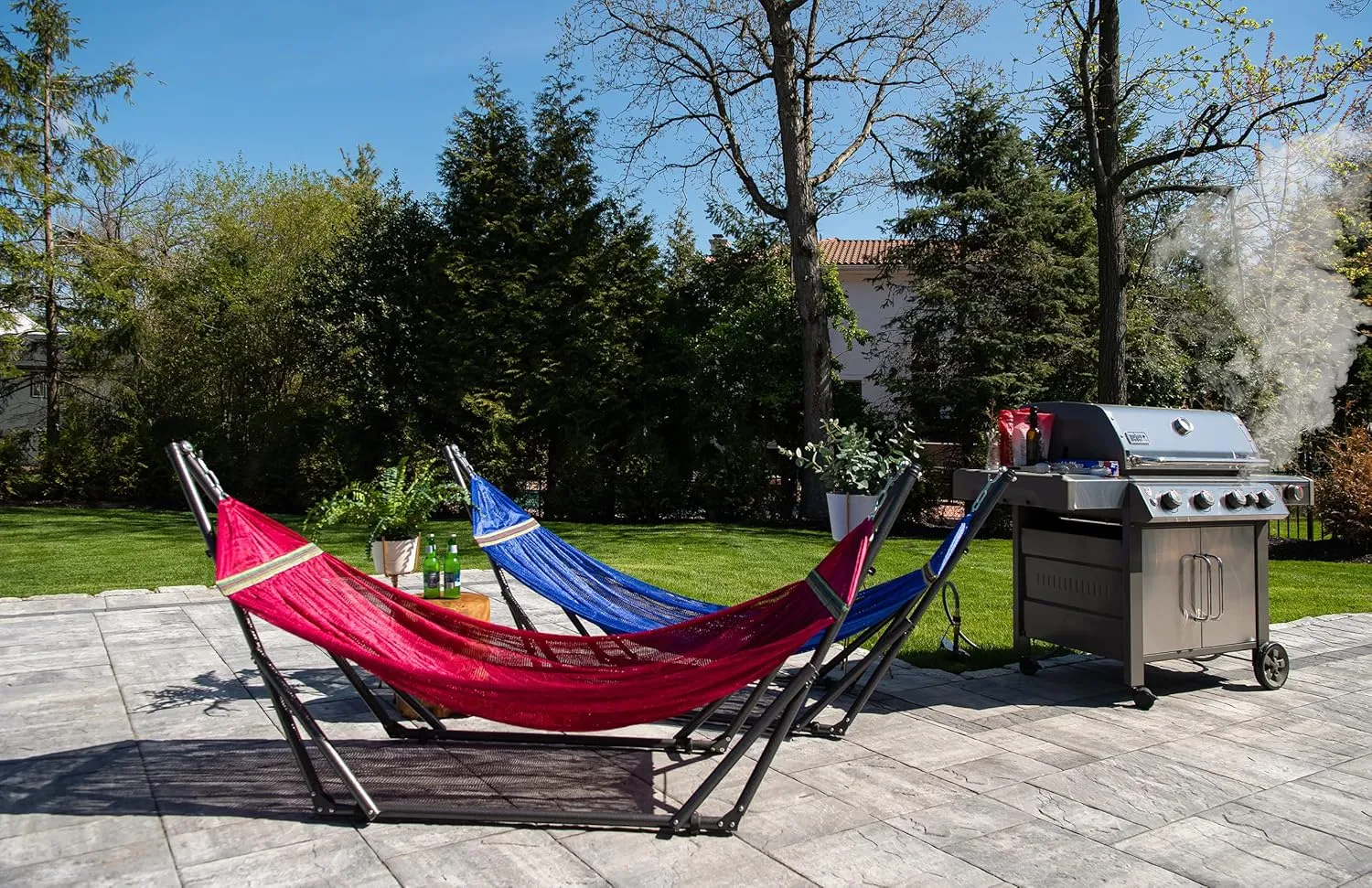 Best Home Fashion Hammock with Collapsible Steel Stand & Carrying Case, Portable & Adjustable, Perfect for Camping Beach Summer Patio, EZ Daze Foldable Hammock with Stand - Navy