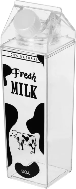 BESTonZON Milk Water Bottle, Cow Print Milk Jug, Clear Reusable Water Bottle Water Bottle Cow Kawaii Water Bottle, Milk Jug Clear Watter Bottle Milk Jug Milk Jug Water Bottle Milk
