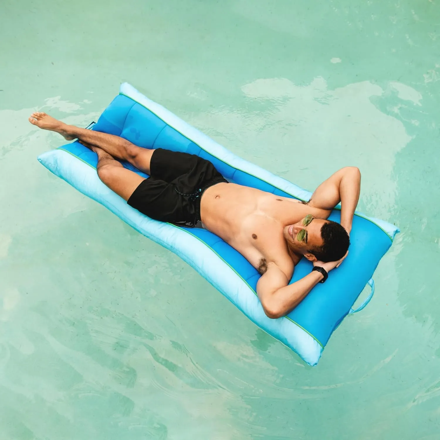 Big Joe Kona Hammock No Inflation Needed Pool Lounger with Headrest, Quick Draining Fabric, 4 feet Big