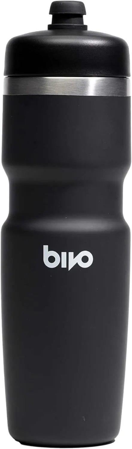 Bivo Trio 21oz Insulated Stainless Steel Bike Water Bottle - for Cycling - Fits Most Cages, Dishwasher Safe - Keeps Drinks Cold 12  Hours - Black