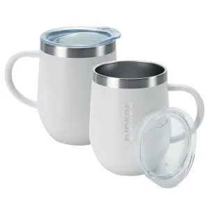 BJPKPK 2 pcs Insulated Coffee Mug, 12 oz Stainless Steel Insulated Coffee Tumbler with Lid for Hot Drinks & Cold Drinks-White