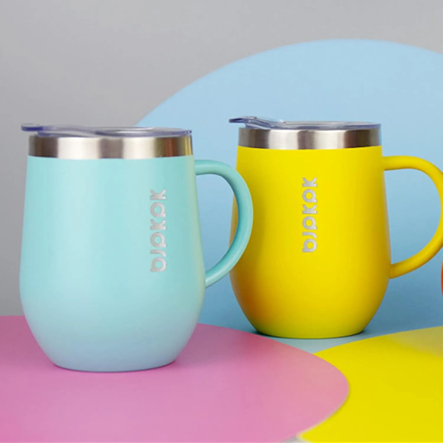 BJPKPK 2 pcs Insulated Coffee Mug, 12 oz Stainless Steel Insulated Coffee Tumbler with Lid for Hot Drinks & Cold Drinks-White