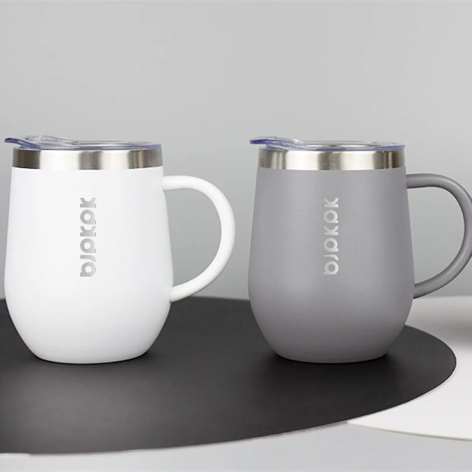 BJPKPK 2 pcs Insulated Coffee Mug, 12 oz Stainless Steel Insulated Coffee Tumbler with Lid for Hot Drinks & Cold Drinks-White