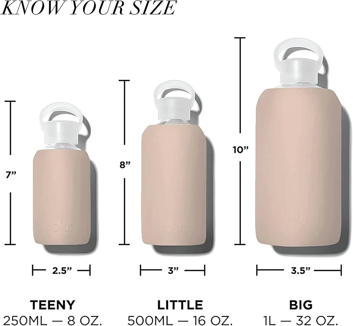 bkr - Little Smooth - Reusable Glass Water Bottle - 16oz - Fits in Cup Holder - Leakproof, Travel Friendly - BPA Free, Dishwasher Safe - Removable Silicone Sleeve & Carrying Loop