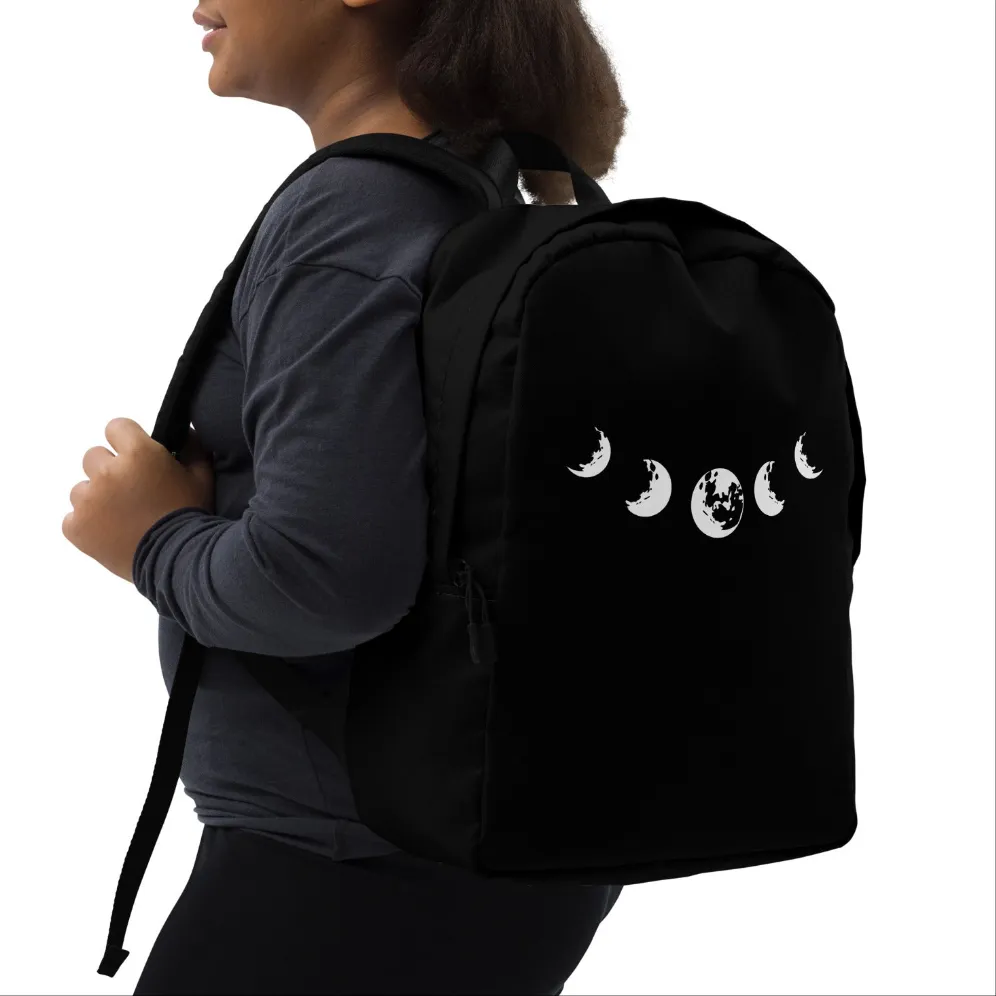 Black Celestial Moon Phases Minimalist Backpack