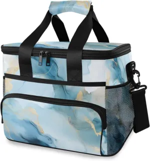 Blue Marble Fluid Golden Cooler Bag Insulated Cooler Soft Sided Cooler 24 Can Portable Picnic Bag Large Leakproof Lunch Bag Box for Beach Grocery Camping Travel Car Men Women