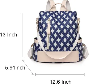 Blue,Nylon Crossbody Handbag for Women Waterproof Anti-Theft Shoulder Bag Backpack for Travel and Office