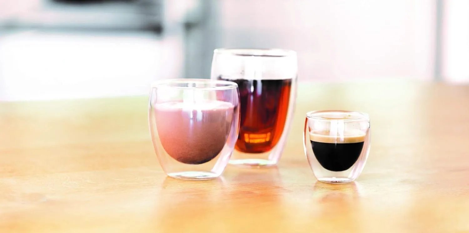 Bodum 8 oz Pavina Double Wall Glasses, High Heat Borosilicate Glass, 2 Pack, Clear