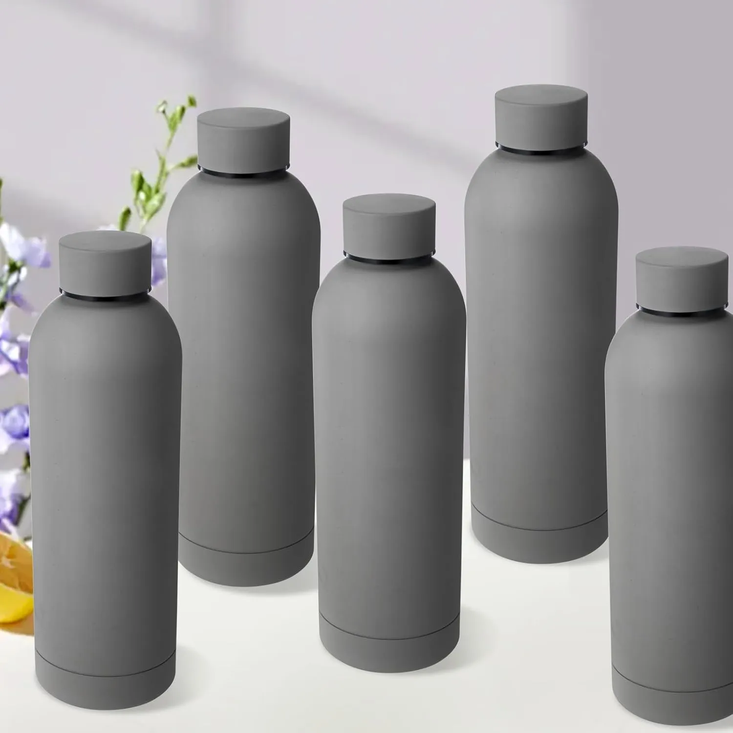 Bokon 10 Pcs Stainless Steel Water Bottle Bulk Double Layer Vacuum 17 oz Small Mouth Sport Insulated Metal Graduation Teacher CNA Gift Reusable Flask Leakproof Lid for Cyclist Runner
