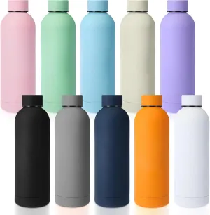 Bokon 10 Pcs Stainless Steel Water Bottle Bulk Double Layer Vacuum 17 oz Small Mouth Sport Insulated Metal Graduation Teacher CNA Gift Reusable Flask Leakproof Lid for Cyclist Runner