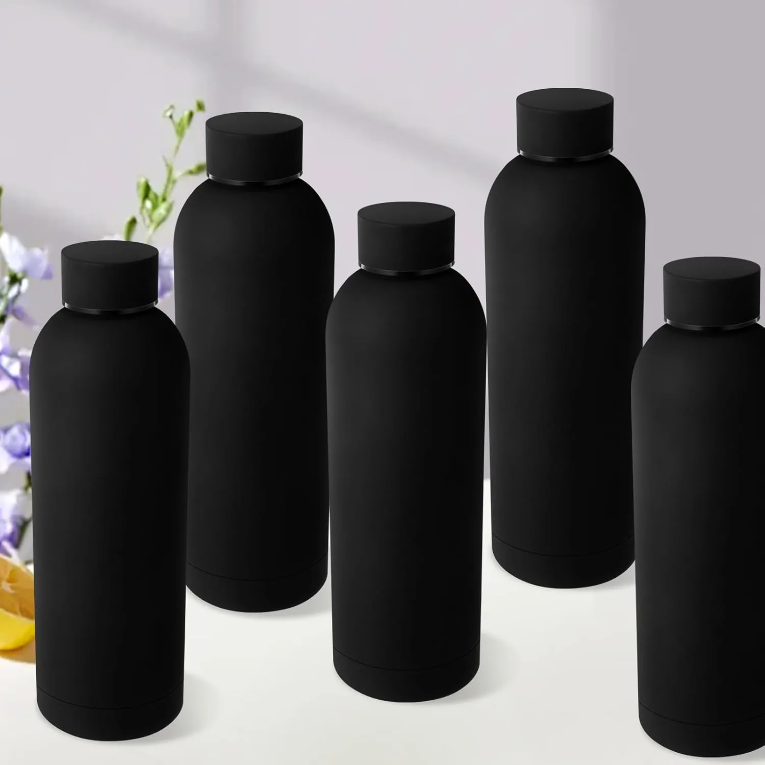 Bokon 10 Pcs Stainless Steel Water Bottle Bulk Double Layer Vacuum 17 oz Small Mouth Sport Insulated Metal Graduation Teacher CNA Gift Reusable Flask Leakproof Lid for Cyclist Runner