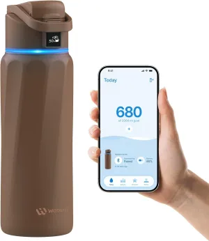 BOOST Smart Water Bottle with Reminder & Tracker - Double Wall Vacuum Insulated Stainless Steel, Wide Mouth 32 oz, Ideal Gift - Mocha