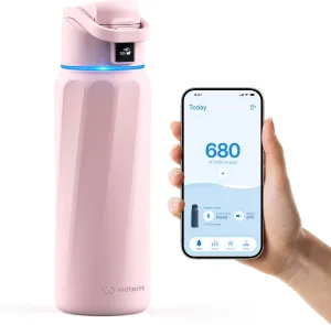 BOOST Smart Water Bottle with Reminder to Drink Water & Tracker Bottle - Double Wall Vacuum Insulated Water Bottle Stainless Steel, Wide Mouth 32 oz Water Bottles, Ideal for Gift - Pink