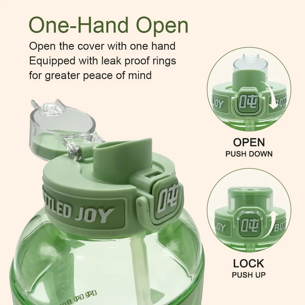 Bottled Joy 32 Oz Green Sports Water Bottle, Water Bottle with Straw, Portable Water Bottle with Handle Strap, Leakproof BPA Free Tritan Water Bottles for Outdoor Biking Hiking, Stay Hydrated in Style