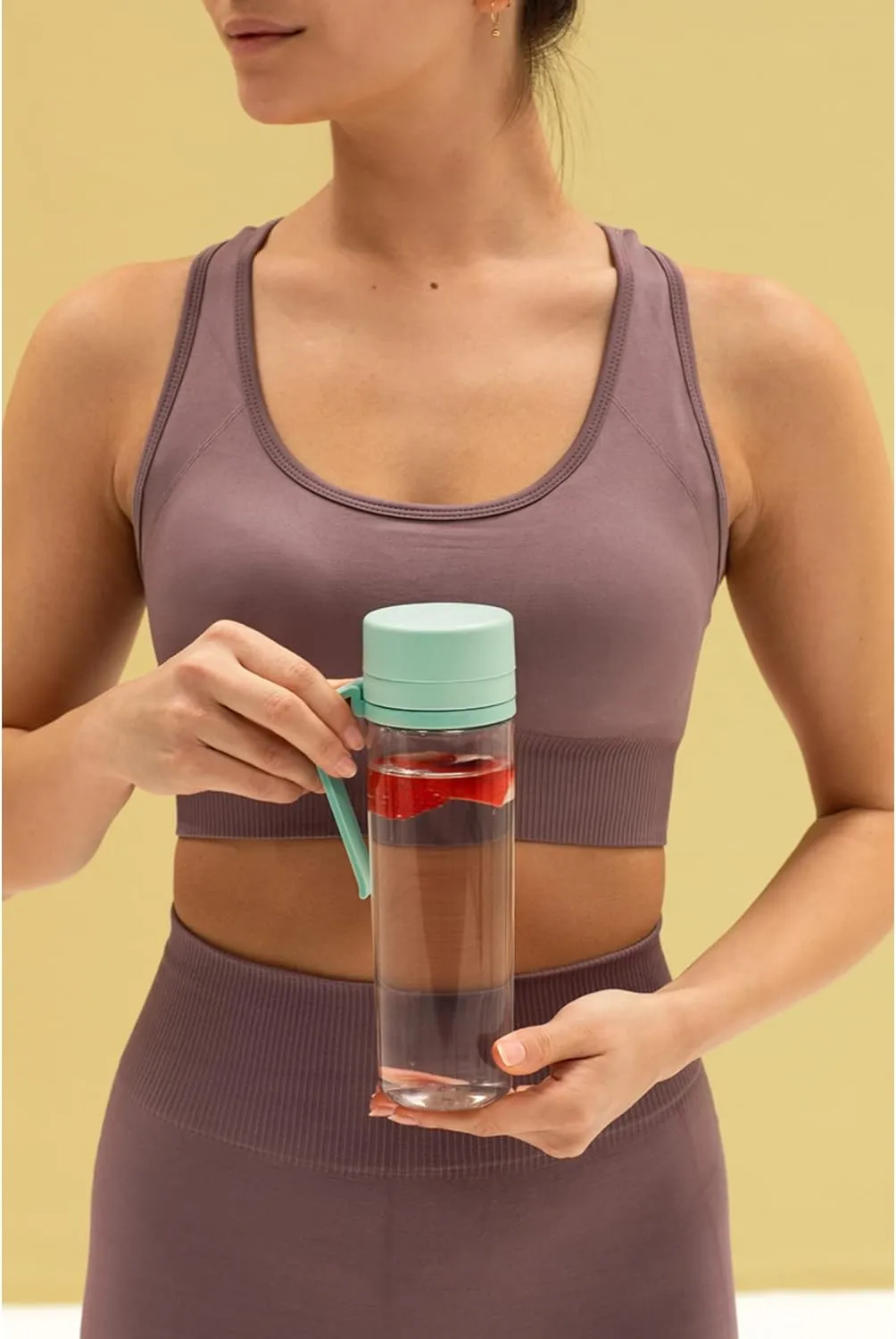 Brabantia Make & Take Water Bottle with Fruit Sieve (Jade Green) 17 fl oz Travel Drinking Bottle with Handle/Belt Clip & Infuser, BPA-Free, Leakproof, Dishwasher Safe
