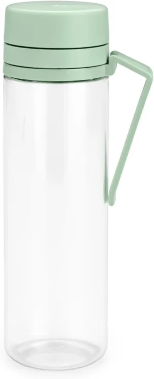 Brabantia Make & Take Water Bottle with Fruit Sieve (Jade Green) 17 fl oz Travel Drinking Bottle with Handle/Belt Clip & Infuser, BPA-Free, Leakproof, Dishwasher Safe