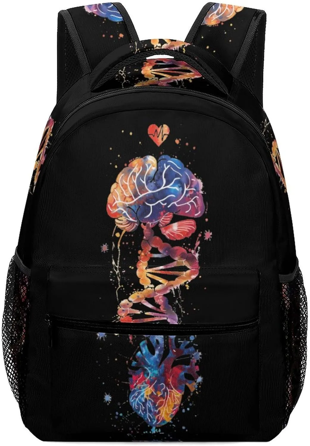 Brain Heart DNA Watercolor Laptop Backpack Lightweight Travel Backpack Business Work Bag Carry on Backpack with Adjustable Strap
