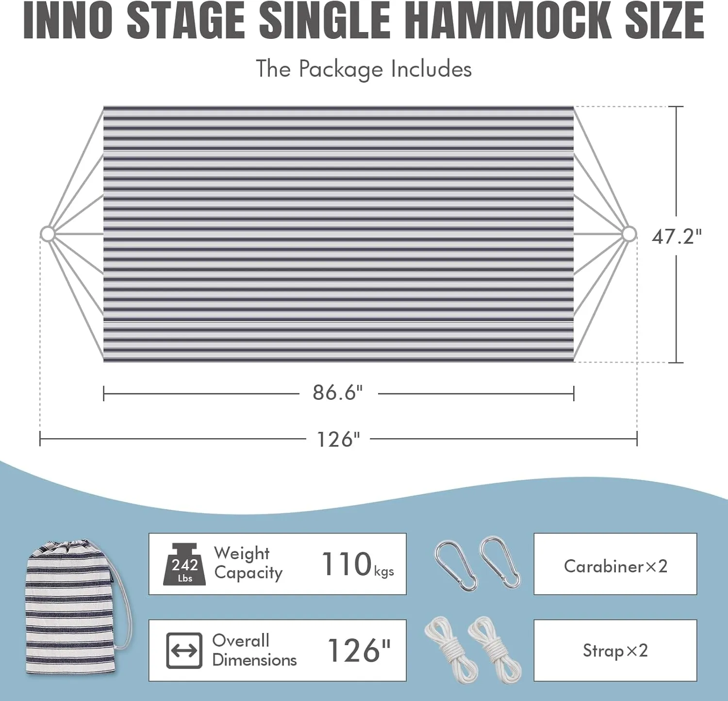 Brazilian Hammock with Tree Straps - Cotton Hammocks Portable Hammock with Carry Bag for Backyard, Porch, Outdoor and Indoor Use