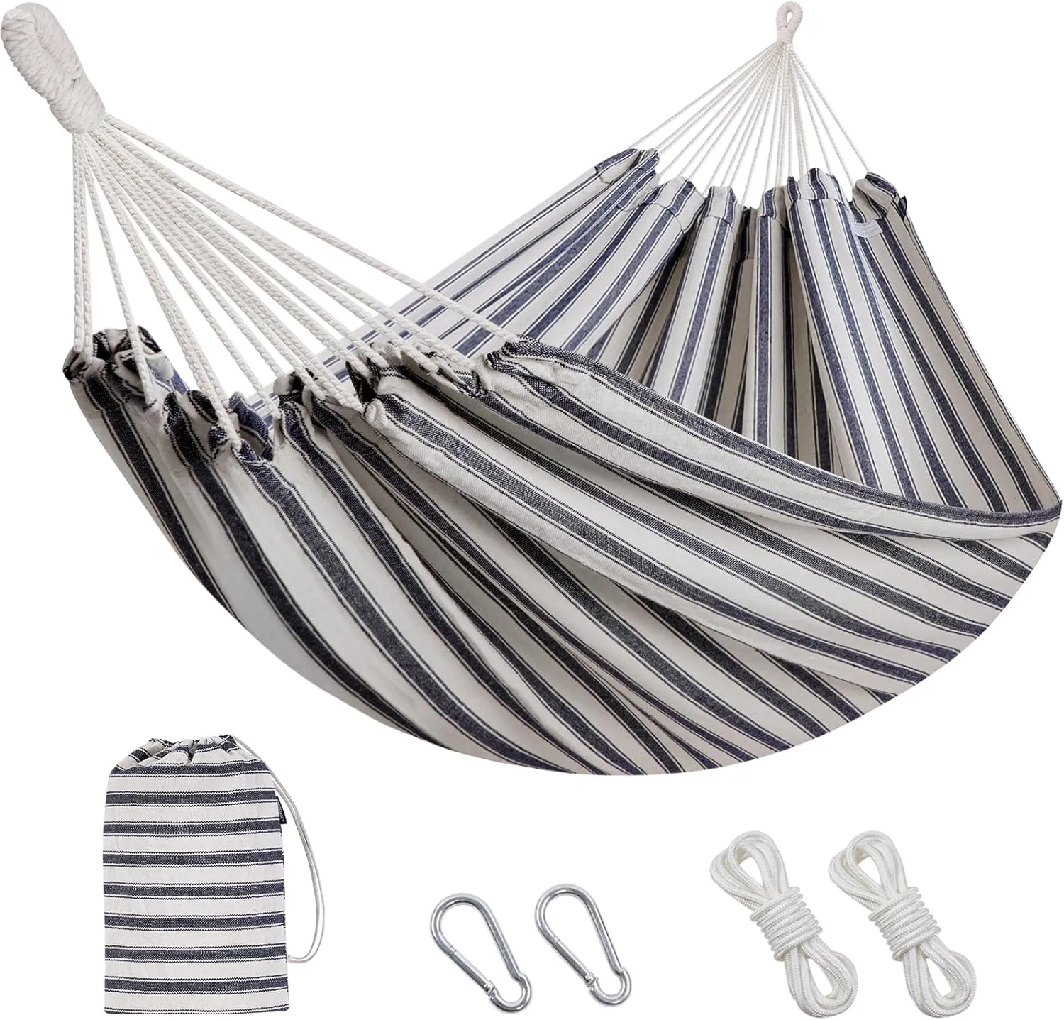 Brazilian Hammock with Tree Straps - Cotton Hammocks Portable Hammock with Carry Bag for Backyard, Porch, Outdoor and Indoor Use