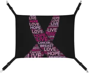 Breast Cancer Awareness Live Ribbon Cat Hanging Hammock Soft Breathable Pet Cage Dog Hammock with Adjustable Straps and Metal Hooks