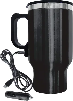 Brentwood Travel Mug 12 Volt Heated, 1 Count (Pack of 1), Stainless Steel/Black