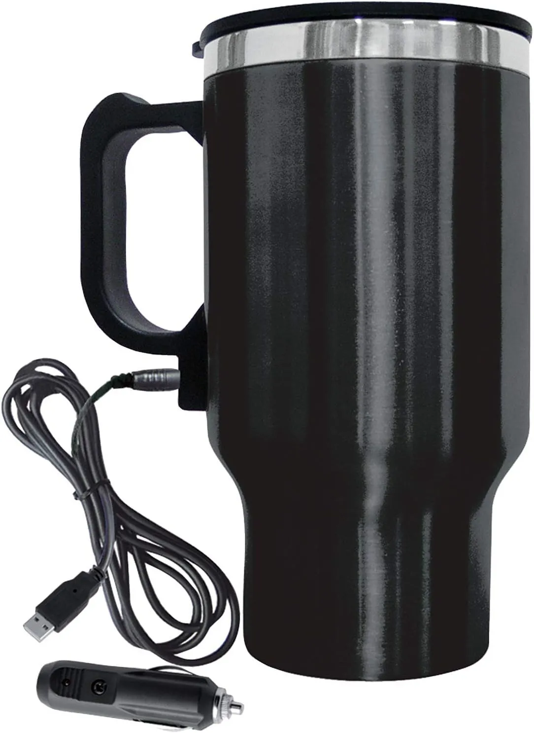 Brentwood Travel Mug 12 Volt Heated, 1 Count (Pack of 1), Stainless Steel/Black