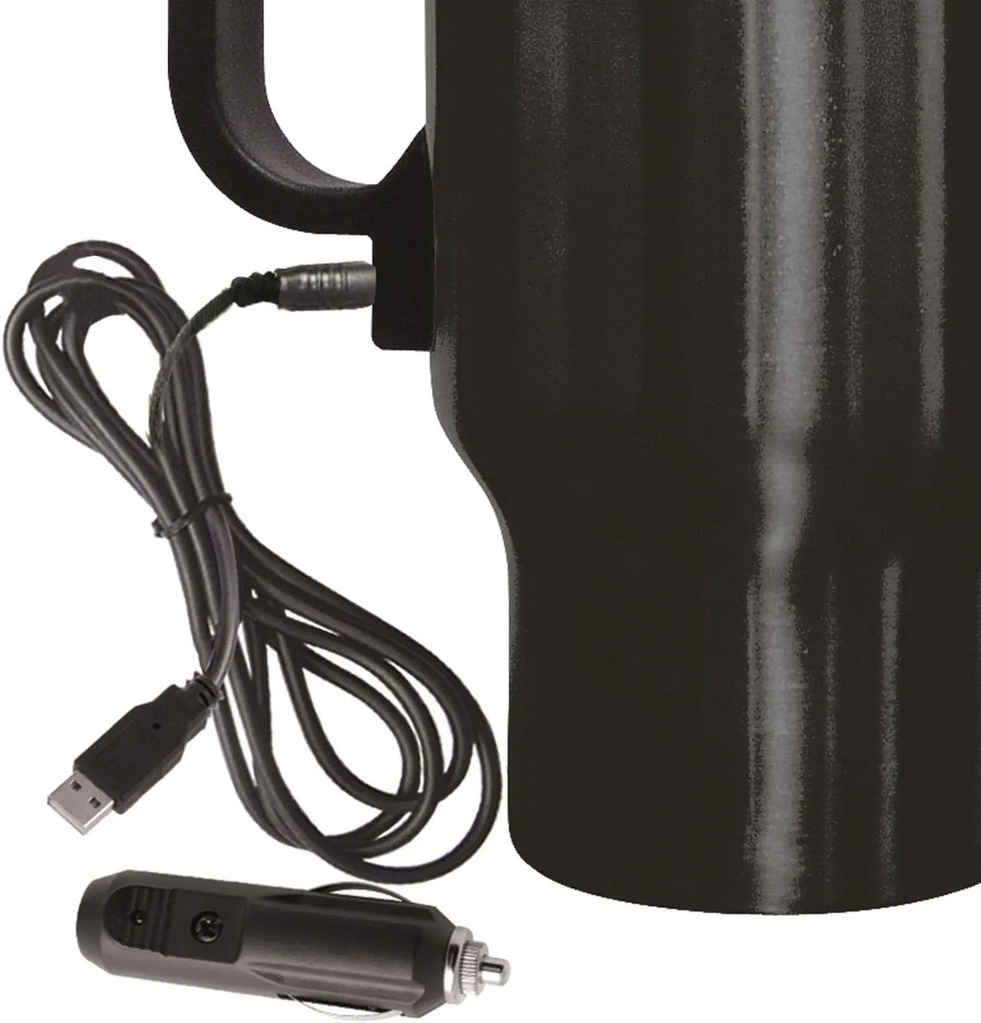 Brentwood Travel Mug 12 Volt Heated, 1 Count (Pack of 1), Stainless Steel/Black