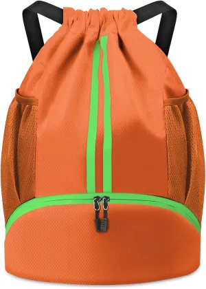 BROTOU Soccer Bags, Football Backpack, Volleyball Bag, Drawstring Soccer Backpack with Ball and Shoe Compartment