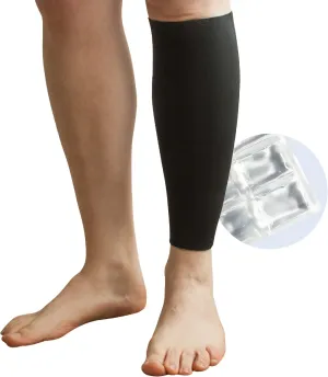 Brownmed - Sealed Ice Shin Ice - Leg Compression Sleeve to Support Shin Splint Relief - Flexible Shin Splint Wrap with Ice Pack - Reusable Cold Pack Wrap - Black