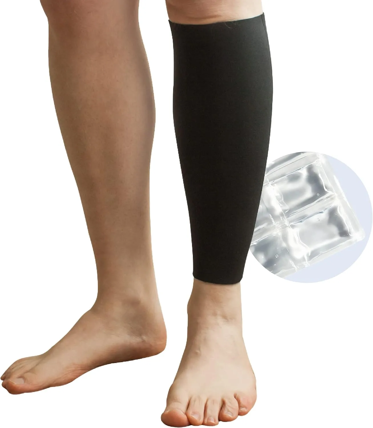 Brownmed - Sealed Ice Shin Ice - Leg Compression Sleeve to Support Shin Splint Relief - Flexible Shin Splint Wrap with Ice Pack - Reusable Cold Pack Wrap - Black