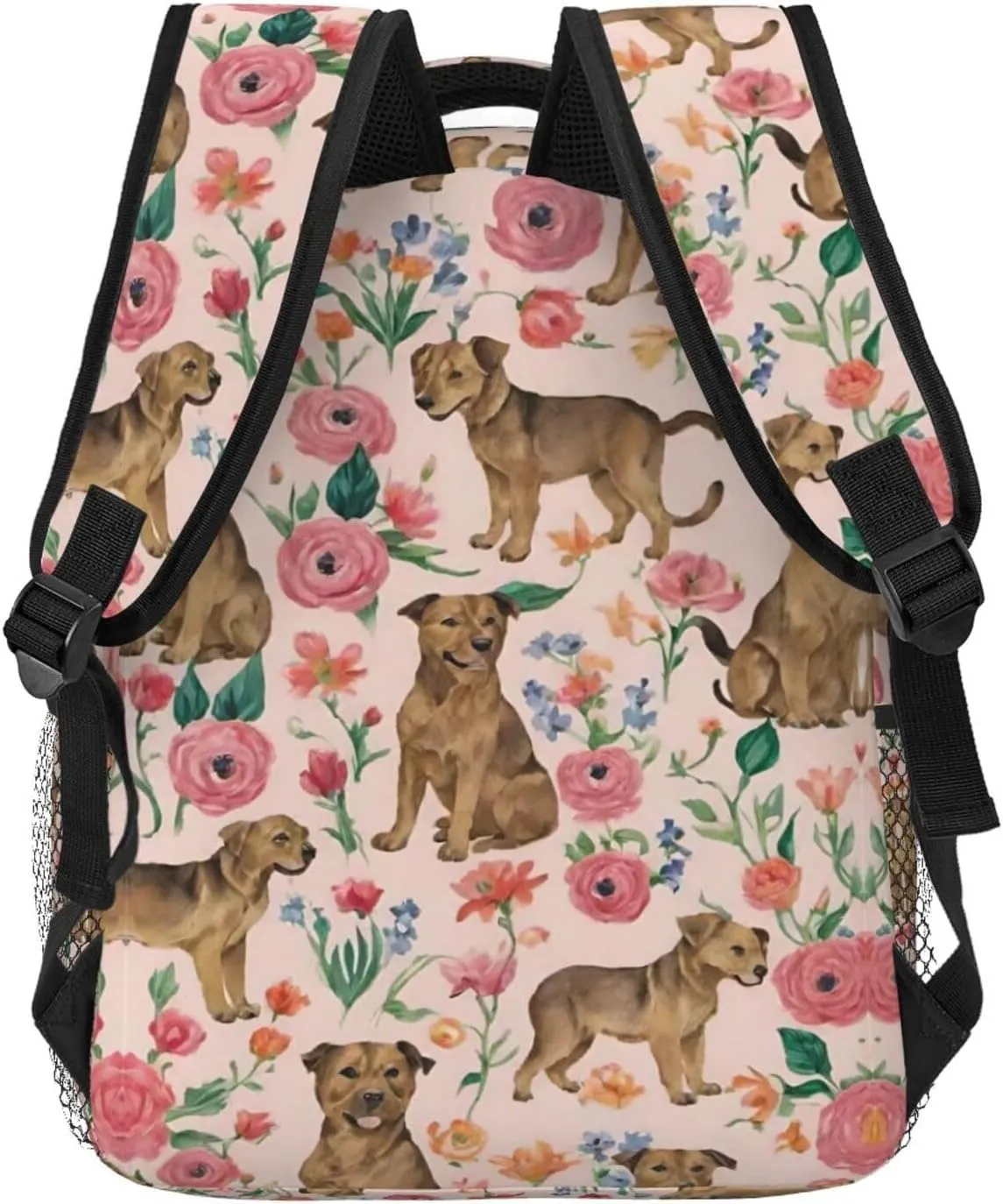 Brussels Griffon Dog Floral Art Shoulder Book Bags Polyester Multipurpose Anti-Theft Carry On Bag Large Capacity Travel Hiking & Camping Rucksack