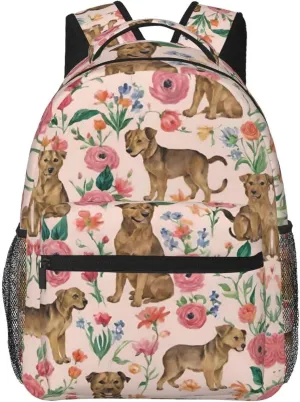 Brussels Griffon Dog Floral Art Shoulder Book Bags Polyester Multipurpose Anti-Theft Carry On Bag Large Capacity Travel Hiking & Camping Rucksack