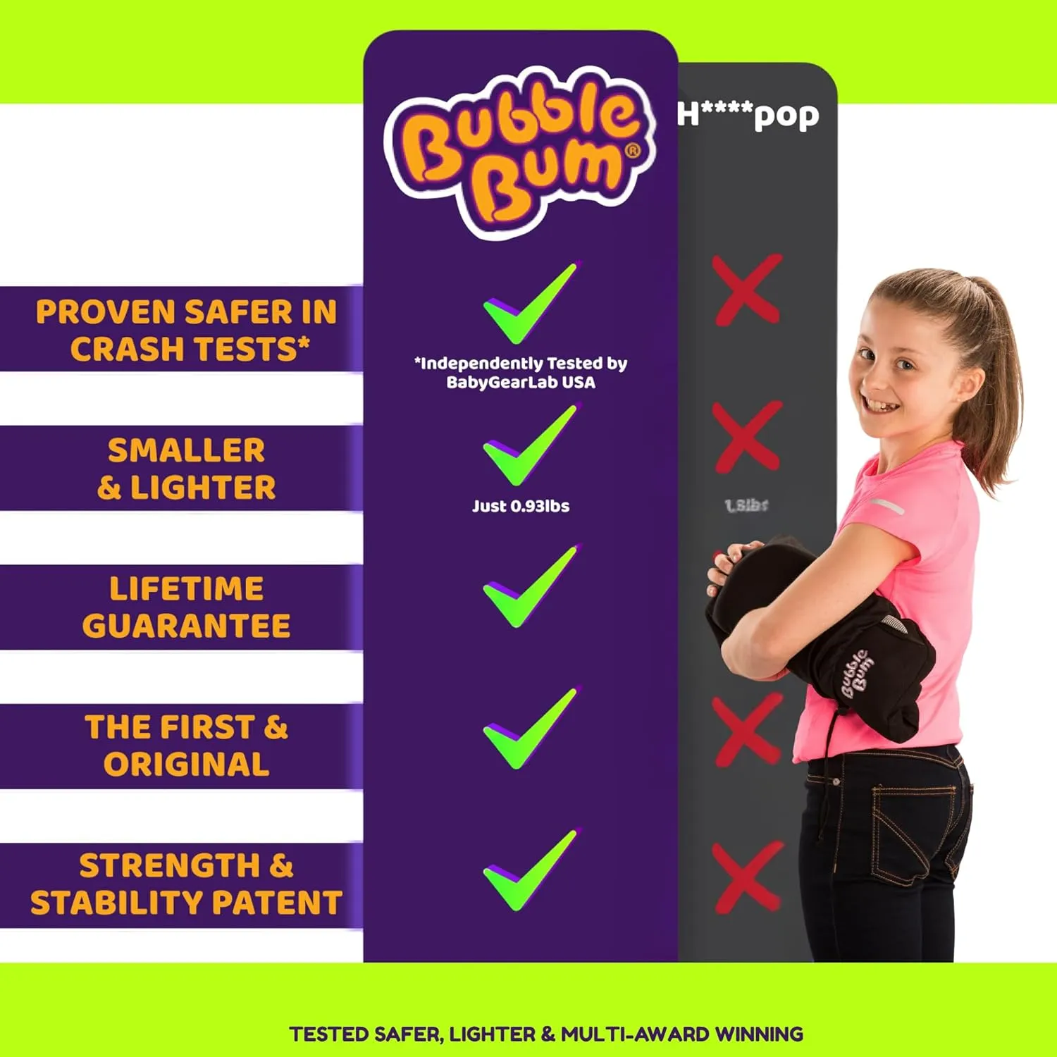 Bubblebum Booster Car Seat, Inflatable Booster Seat for Kids, Travel Carseat, Backless Portable Child Safety Seats for Car, Inflatable Seats for Cars 40-100 lbs, for 4 Year Old   Toddler, Kid - Black