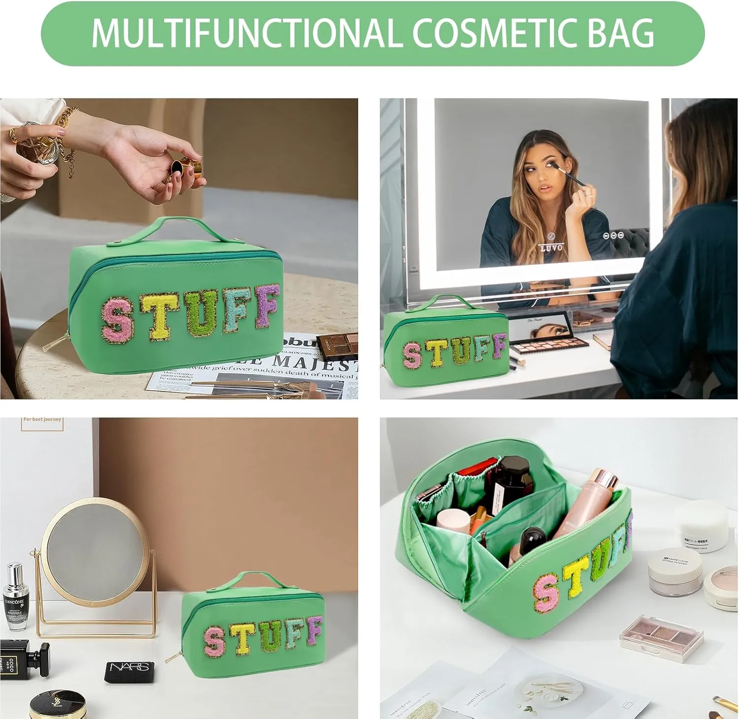 Buffalo Plaid Tote Bag Clutch Bag for womens with Buffalo Makeup Cosmetic Bag Claus tote Set