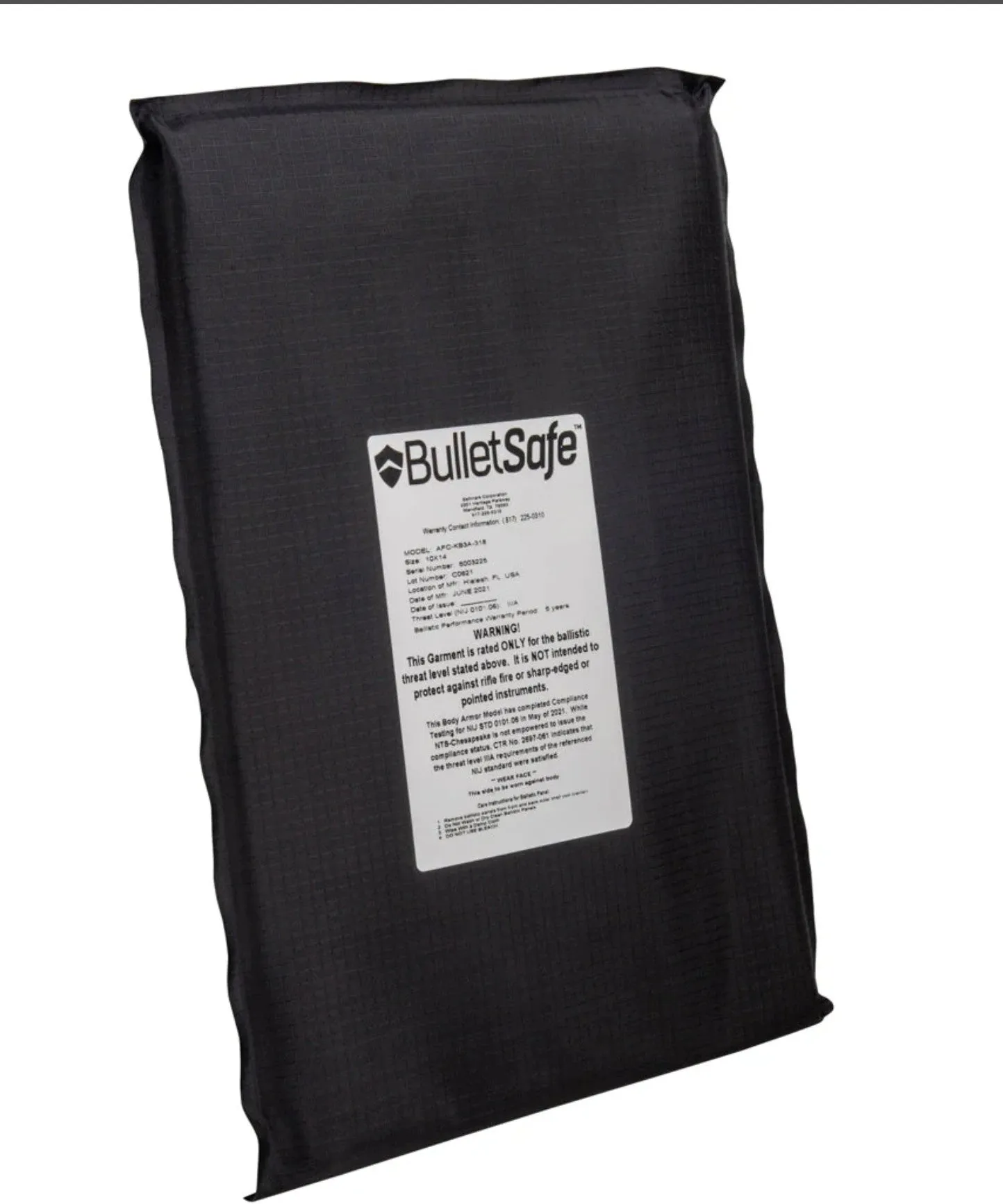 BulletSafe Level IIIA Backpack Panel