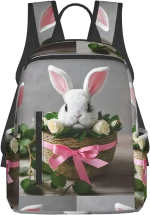 Bunny Rosette print Lightweight Laptop Backpack Travel Daypack Bookbag for Women Men for Travel Work