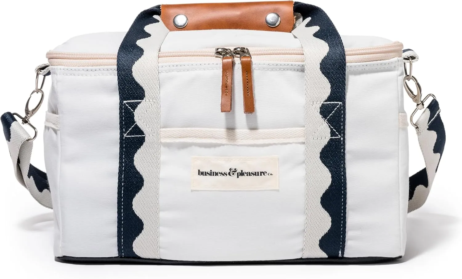 Business & Pleasure Co. Premium Cooler Bag - 14L Vintage Lunch Bag for Beach Days & Picnics - Insulated Leakproof Lining - Rivie White